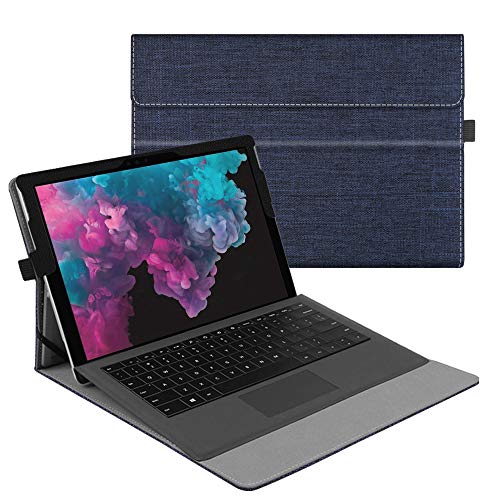 FINTIE Custodia per Microsoft Surface Pro 7+/ Pro 7/ Pro 6/ Pro 5/ Pro 4/ Pro 3 12,3 Pollici, [Multi-angli] Slim Fit Folio Case Cover, Compatibile con Type Cover Keyboard, Blu Scuro