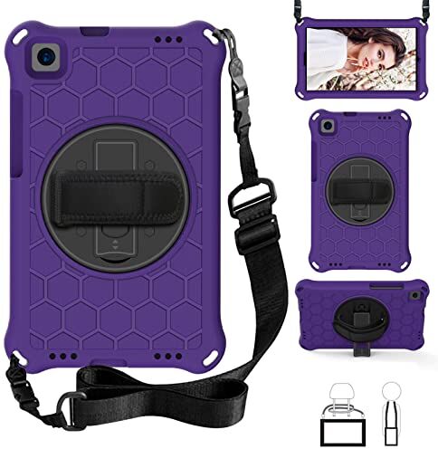 Generic Custodia per bambini Huawei MediaPad M5 8,4 pollici, Eva leggera e resistente agli urti, design Honeycomb 360, tracolla girevole a mano, per bambini, custodia protettiva, colore viola nero