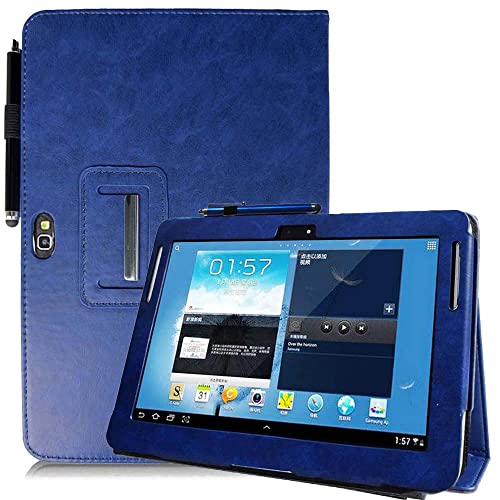Generic Custodia per tablet Samsung Galaxy Note 10.1 (edizione 2012) GT N8013 N8000 Classic Cover per GT-N8010/N8005/N8020 Tablet PU Custodia in pelle PU con spegnimento automatico/riattivazione (blu scuro)