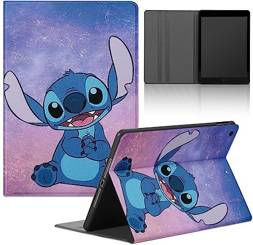 Stradvnaly Cartoon Stitch Tablet Cover Custodia per Lenovo Tab M10 10,6",Funzione Pelle Holder Flip Multi Angoli Cover con Ultra Sottile TPU Kawaii Anime Modello Antiurto Protezione Nero Tablet Case,03