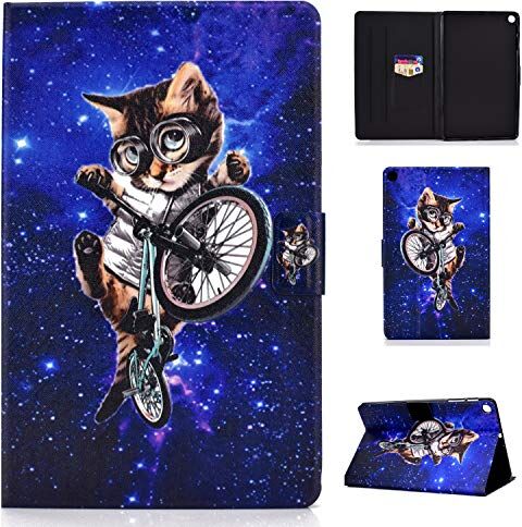 Succtop Custodia Galaxy Tab S5e Cover in Pelle Portafoglio Flip Stand Case con Cintura Antiscivolo e Funzione Dormire/Svegliati Auto per Samsung Galaxy Tab S5e 10.5 Pollici SM-T720/SM-T725 Spazio Cat