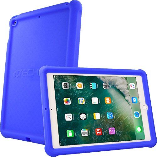 TECHGEAR Custodia Compatibile con Apple iPad 9.7 2018/2017 [6a/5a generazione] Cover Antiscivolo in Silicone Morbido e Resistente agli Urti con Pellicola, Idiale per Bambini o Ufficio [Blu]