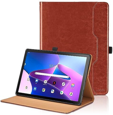 Oduio Custodia per Lenovo Tab M10 Plus (3rd Gen) 10.6 Pollici 2022 (TB128XU/TB128FU/TB125FU) Pelle Tablet Case, Multi-Angli Supporto Pieghevole Cover Protettiva con Tasca, Auto Sveglia/Sonno Marrone