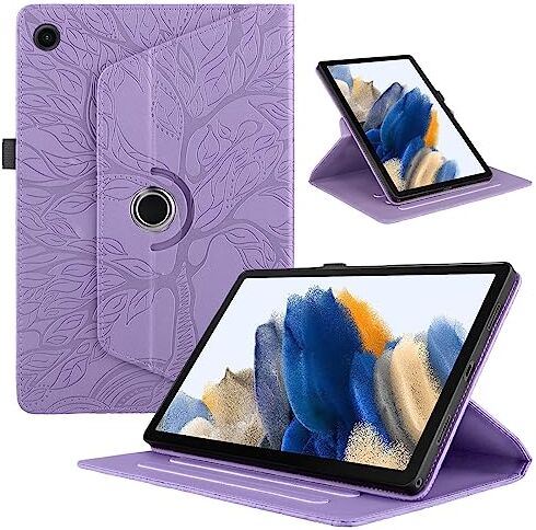 TEDTIKJT Tablet Cover per Lenovo Tab M10 Plus 3rd Gen 10.6" 2022 TB125/ TB128 Custodia Pelle PU 360°Multi Angolo Ruotabile Portatile Flip Protettiva Cover con Auto Sveglia/Sonno, Albero Viola