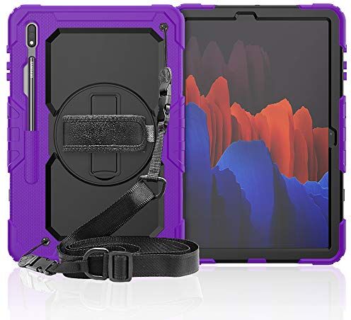 Lobwerk Cover 4 in 1 per Samsung Galaxy Tab Samsung Galaxy Tab S7+ Plus Tab S T970 T975 12.4 Pollici, Protezione Estrema + treppiede, Colore: Viola