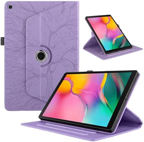 Oduio Custodia per Samsung Galaxy Tab A 10,1 Pollici (SM-T510/T515) 2019 Pelle PU Flip Tablet Case con Supporto Girevole di 360°Cover AntiGraffio Antiurto per Galaxy Tab A 10.1'' 2019, Viola