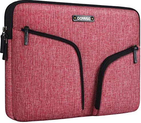 DOMISO 10,1-10,5 Pollici Custodia Borsa Sleeve con 2 Tasche Resistente all'Acqua per Computer Portatile/Tablet / 9.7" iPad PRO/Samsung Galaxy Tab/ASUS/Acer/HP/dell/Lenovo, Rosso