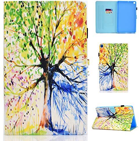 Succtop Custodia Samsung Tab A 10.1 Pollici 2019 Cover Pelle PU Flip Stand Tablet Case con Cintura Antiscivolo e Porta Penna per Samsung Galaxy Tab A 2019 10.1" SM-T510 SM-T515 Albero della Vita