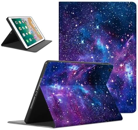 Foonary Cover Tablet per iPad 9,7" 2018/2017(6./5.Generation), Ultra Sottile PU Pelle Antiurto Custodia Flipcon Funzione Supporto Protettiva Case per iPad 9.7" 2018/2017(6./5.Gen), Blu Lilla Stella