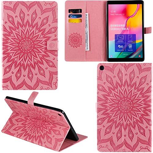 DodoBuy Samsung Galaxy Tab A 10.1" 2019 T510/T515 Custodia Modello Girasole Flip in Pelle PU Cuoio Copertura Case Smart Cover Wallet Kickstand Supporto per Samsung Tab A 10.1" 2019 T510 Rosa