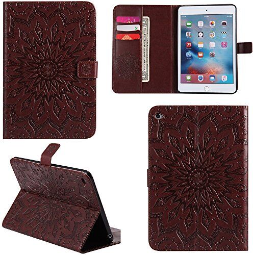 Ooboom ® iPad PRO 9.7" Custodia Modello Girasole Flip in Pelle PU Cuoio Copertura Case Smart Cover Wallet Kickstand Supporto per iPad PRO 9.7" Marrone