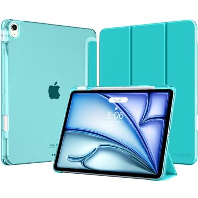 MoKo Cover per iPad Air 13 Pollici Case (M4/M3/M2) con Portapenna Cover per iPad Air 13 2026/2025/2024, Trifold Sottile Leggera Custodia con Retro in PC Rigido Traslucido, Blu Bondi MoKo Cover per iPad Air 13 Pollici Case (M4/M3/M2) con Portapenna Cover per iPad Air 13 2026/2025/2024, Trifold Sottile Leggera Custodia con Retro in PC Rigido Traslucido, Blu Bondi