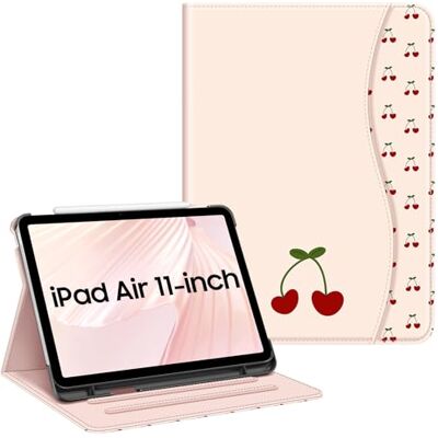 FINTIE Custodia protettiva per iPad Air 11" M2 (2024), iPad Air 5a generazione (2022) / iPad Air 4a generazione (2020) 10,9", visualizzazione multi-angolo, con portapenne e tasca, ciliegie FINTIE Custodia protettiva per iPad Air 11" M2 (2024), iPad Air 5a generazione (2022) / iPad Air 4a generazione (2020) 10,9", visualizzazione multi-angolo, con portapenne e tasca, ciliegie