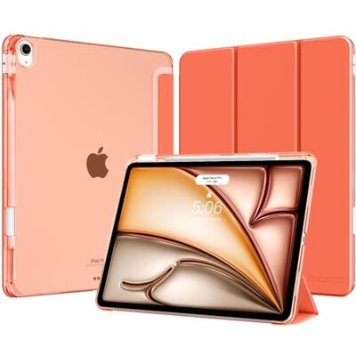 MoKo Cover per iPad Air 13 Pollici Case (M4/M3/M2) con Portapenna Cover per iPad Air 13 2026/2025/2024, Trifold Sottile Leggera Custodia con Retro in PC Rigido Traslucido, Arancione MoKo Cover per iPad Air 13 Pollici Case (M4/M3/M2) con Portapenna Cover per iPad Air 13 2026/2025/2024, Trifold Sottile Leggera Custodia con Retro in PC Rigido Traslucido, Arancione