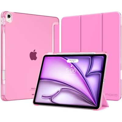MoKo Cover per iPad Air 13 Pollici Case (M4/M3/M2) con Portapenna Cover per iPad Air 13 2026/2025/2024, Trifold Sottile Leggera Custodia con Retro in PC Rigido Traslucido, Peonía MoKo Cover per iPad Air 13 Pollici Case (M4/M3/M2) con Portapenna Cover per iPad Air 13 2026/2025/2024, Trifold Sottile Leggera Custodia con Retro in PC Rigido Traslucido, Peonía