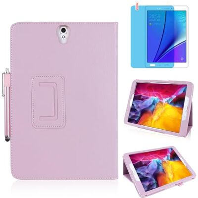 MEIYOUQI Custodia per Samsung Galaxy Tab S3 9.7 Inch 2017 (SM-T820 T825 T827),Sottile Pelle Multi-angli Stand Protezione totale Tablet Cover Caso Con Penna Stilo, Pellicola Per Schermo (Pink) MEIYOUQI Custodia per Samsung Galaxy Tab S3 9.7 Inch 2017 (SM-T820 T825 T827),Sottile Pelle Multi-angli Stand Protezione totale Tablet Cover Caso Con Penna Stilo, Pellicola Per Schermo (Pink)