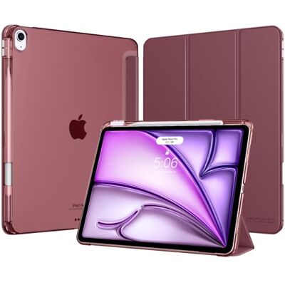 MoKo Cover per iPad Air 13 Pollici Case (M4/M3/M2) con Portapenna Cover per iPad Air 13 2026/2025/2024, Trifold Sottile Leggera Custodia con Retro in PC Rigido Traslucido, Borgogna MoKo Cover per iPad Air 13 Pollici Case (M4/M3/M2) con Portapenna Cover per iPad Air 13 2026/2025/2024, Trifold Sottile Leggera Custodia con Retro in PC Rigido Traslucido, Borgogna