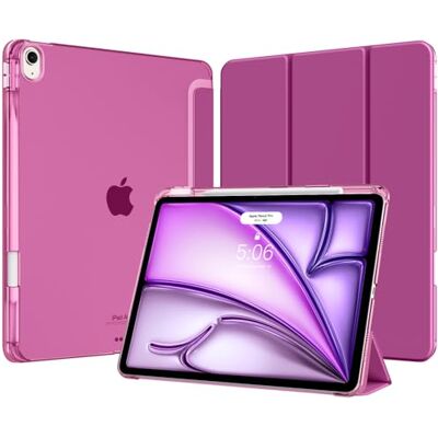 MoKo Cover per iPad Air 13 Pollici Case (M4/M3/M2) con Portapenna Cover per iPad Air 13 2026/2025/2024, Trifold Sottile Leggera Custodia con Retro in PC Rigido Traslucido, Fucsia MoKo Cover per iPad Air 13 Pollici Case (M4/M3/M2) con Portapenna Cover per iPad Air 13 2026/2025/2024, Trifold Sottile Leggera Custodia con Retro in PC Rigido Traslucido, Fucsia