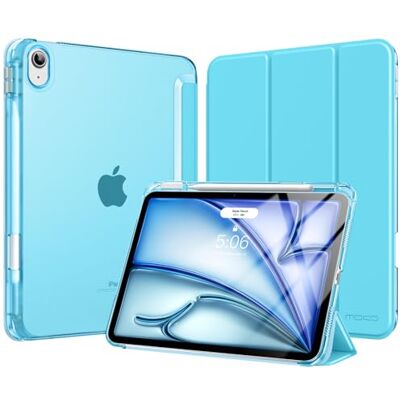 MoKo Cover per iPad Air 11 Pollici (M4/M3/M2) 2026/2025/2024 con Portapenna Cover per iPad Air 5a/4a Gen 10,9" 2022/2020, Custodia iPad Air Trifold Sottile Leggera con Retro PC Rigido Traslucido, Ciano MoKo Cover per iPad Air 11 Pollici (M4/M3/M2) 2026/2025/2024 con Portapenna Cover per iPad Air 5a/4a Gen 10,9" 2022/2020, Custodia iPad Air Trifold Sottile Leggera con Retro PC Rigido Traslucido, Ciano