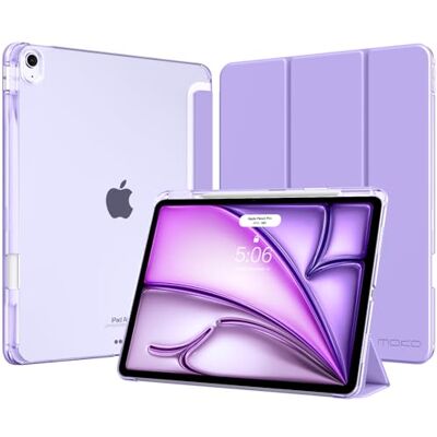 MoKo Cover per iPad Air 13 Pollici Case (M4/M3/M2) con Portapenna, Lilla Cover per iPad Air 13 2026/2025/2024, Trifold Sottile Leggera Custodia con Retro in PC Rigido Traslucido MoKo Cover per iPad Air 13 Pollici Case (M4/M3/M2) con Portapenna, Lilla Cover per iPad Air 13 2026/2025/2024, Trifold Sottile Leggera Custodia con Retro in PC Rigido Traslucido