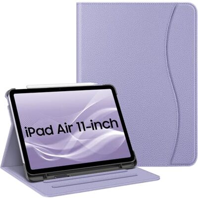 FINTIE Custodia per iPad Air 11 Pollici M3/M2 (2025/2024), iPad Air 5a/4a Gen 10,9 Pollici (2022/2020) con Portapenne, Multi-angli Slim Folio Cover con Pocket e Auto Svegliati/Sonno, Lilla Viola FINTIE Custodia per iPad Air 11 Pollici M3/M2 (2025/2024), iPad Air 5a/4a Gen 10,9 Pollici (2022/2020) con Portapenne, Multi-angli Slim Folio Cover con Pocket e Auto Svegliati/Sonno, Lilla Viola