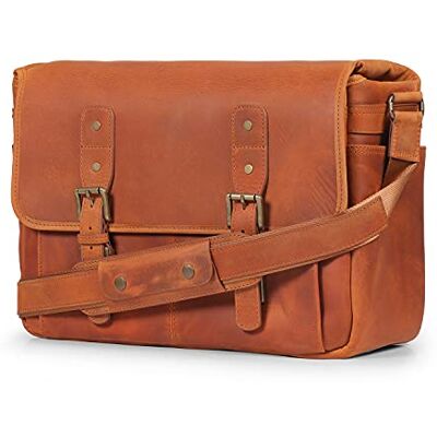 MegaGear Borsa Messenger in Pelle Italiana per Fotocamera, Laptop 13", Tablet 10", Divisori Regolabili MegaGear Borsa Messenger in Pelle Italiana per Fotocamera, Laptop 13", Tablet 10", Divisori Regolabili