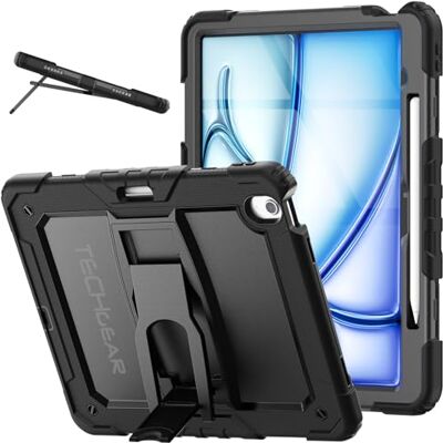 TECHGEAR ArmourSHIELD Custodia per Apple iPad Air 13" 2026 (M4), 2025 (M3), 2024 (M2), custodia integrale, robusta, antiurto, pellicola protettiva integrata e cavalletto, copertura per la scuola dei TECHGEAR ArmourSHIELD Custodia per Apple iPad Air 13" 2026 (M4), 2025 (M3), 2024 (M2), custodia integrale, robusta, antiurto, pellicola protettiva integrata e cavalletto, copertura per la scuola dei