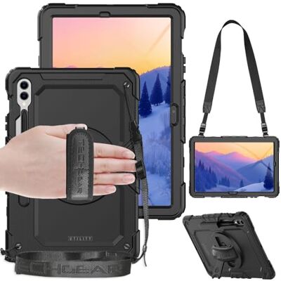 TECHGEAR UTILITY Custodia Compatibile con Samsung Galaxy Tab S8 Plus 12.4" 2022 (SM-X800 / SM-X806) Antiurto Resistente supporto integrato girevole a 360 gradi, cinturino a mano e tracolla attaccabile TECHGEAR UTILITY Custodia Compatibile con Samsung Galaxy Tab S8 Plus 12.4" 2022 (SM-X800 / SM-X806) Antiurto Resistente supporto integrato girevole a 360 gradi, cinturino a mano e tracolla attaccabile
