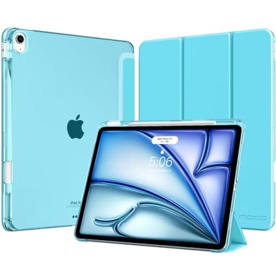 MoKo Cover per iPad Air 13 Pollici Case (M4/M3/M2) con Portapenna Cover per iPad Air 13 2026/2025/2024, Trifold Sottile Leggera Custodia con Retro in PC Rigido Traslucido, Azzurro MoKo Cover per iPad Air 13 Pollici Case (M4/M3/M2) con Portapenna Cover per iPad Air 13 2026/2025/2024, Trifold Sottile Leggera Custodia con Retro in PC Rigido Traslucido, Azzurro