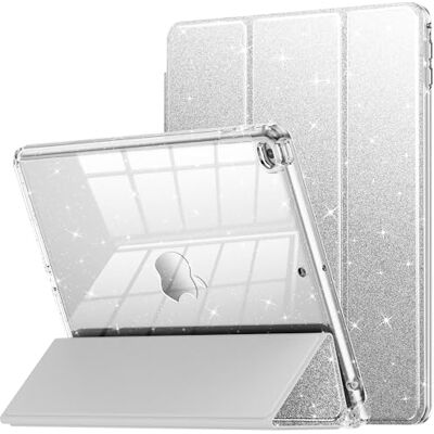 INFILAND Custodia per iPad 6a/5a Generazione 9,7 Pollici 2018/2017, iPad Air 2 Graziosa Copertura Protettiva con Glitter Trasparente per Bambini, Ragazze, Donne, con Portamatite (Argento) INFILAND Custodia per iPad 6a/5a Generazione 9,7 Pollici 2018/2017, iPad Air 2 Graziosa Copertura Protettiva con Glitter Trasparente per Bambini, Ragazze, Donne, con Portamatite (Argento)