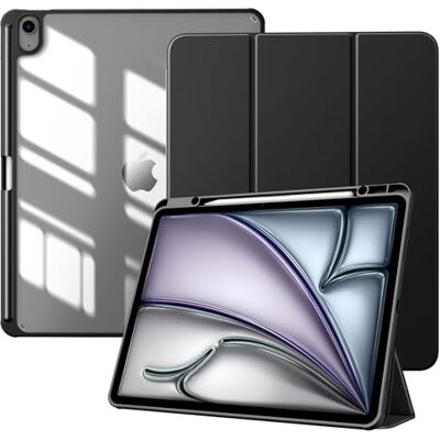 TiMOVO Cover per iPad Air 13 Pollici M4/M3/M2, Nero Con Portapenne, Custodia Protettiva Sottile con Supporto Trifold, Scocca Posteriore Trasparente, Auto Sveglia/Sonno TiMOVO Cover per iPad Air 13 Pollici M4/M3/M2, Nero Con Portapenne, Custodia Protettiva Sottile con Supporto Trifold, Scocca Posteriore Trasparente, Auto Sveglia/Sonno