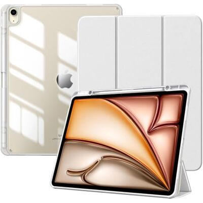 TiMOVO Custodia per iPad Air 13 Pollici (M4/M3/M2-2026/2025/2024), Bianco Portapenne, Cover Protettiva con Supporto Pieghevole & Retro Trasparente, Auto Sveglia/Sonno TiMOVO Custodia per iPad Air 13 Pollici (M4/M3/M2-2026/2025/2024), Bianco Portapenne, Cover Protettiva con Supporto Pieghevole & Retro Trasparente, Auto Sveglia/Sonno