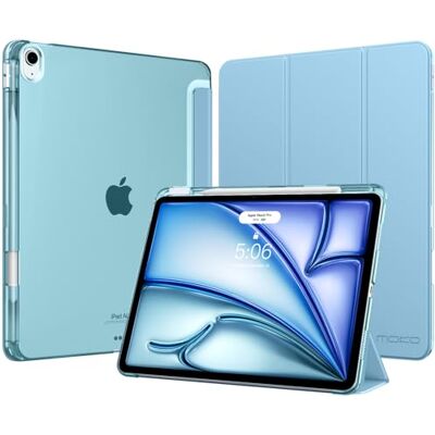 MoKo Cover per iPad Air 13 Pollici Case (M4/M3/M2) con Portapenna Cover per iPad Air 13 2026/2025/2024, Trifold Sottile Leggera Custodia con Retro in PC Rigido Traslucido, Blu Nebbioso MoKo Cover per iPad Air 13 Pollici Case (M4/M3/M2) con Portapenna Cover per iPad Air 13 2026/2025/2024, Trifold Sottile Leggera Custodia con Retro in PC Rigido Traslucido, Blu Nebbioso