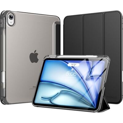 MoKo Cover per iPad Air 11 Pollici (M4/M3/M2) 2026/2025/2024 con Portapenna Cover per iPad Air 5a/4a Gen 10,9" 2022/2020, Custodia iPad Air Trifold Sottile Leggera con Retro PC Rigido Traslucido, Nero MoKo Cover per iPad Air 11 Pollici (M4/M3/M2) 2026/2025/2024 con Portapenna Cover per iPad Air 5a/4a Gen 10,9" 2022/2020, Custodia iPad Air Trifold Sottile Leggera con Retro PC Rigido Traslucido, Nero