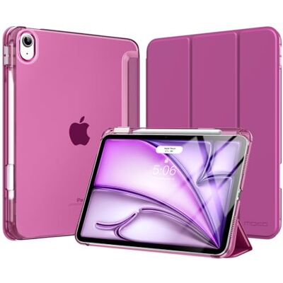 MoKo Cover per iPad Air 11 Pollici (M4/M3/M2) 2026/2025/2024 con Portapenna Cover per iPad Air 5a/4a Gen 10,9" 2022/2020, Custodia iPad Air Trifold Sottile Leggera con Retro PC Rigido Traslucido,Fucsia MoKo Cover per iPad Air 11 Pollici (M4/M3/M2) 2026/2025/2024 con Portapenna Cover per iPad Air 5a/4a Gen 10,9" 2022/2020, Custodia iPad Air Trifold Sottile Leggera con Retro PC Rigido Traslucido,Fucsia