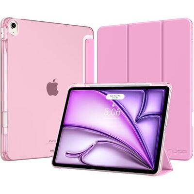 MoKo Cover per iPad Air 13 Pollici Case (M4/M3/M2) con Portapenna, Rosa Cover per iPad Air 13 2026/2025/2024, Trifold Sottile Leggera Custodia con Retro in PC Rigido Traslucido MoKo Cover per iPad Air 13 Pollici Case (M4/M3/M2) con Portapenna, Rosa Cover per iPad Air 13 2026/2025/2024, Trifold Sottile Leggera Custodia con Retro in PC Rigido Traslucido