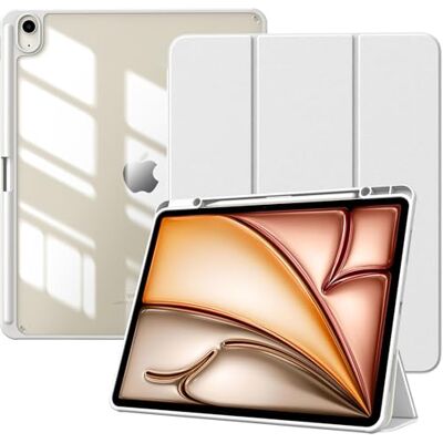 TiMOVO Cover per iPad Air 13 Pollici M4/M3/M2, Bianco Con Portapenne, Custodia Protettiva Sottile con Supporto Trifold, Scocca Posteriore Trasparente, Auto Sveglia/Sonno TiMOVO Cover per iPad Air 13 Pollici M4/M3/M2, Bianco Con Portapenne, Custodia Protettiva Sottile con Supporto Trifold, Scocca Posteriore Trasparente, Auto Sveglia/Sonno