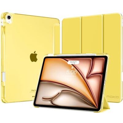 MoKo Cover per iPad Air 13 Pollici Case (M4/M3/M2) con Portapenna Cover per iPad Air 13 2026/2025/2024, Trifold Sottile Leggera Custodia con Retro in PC Rigido Traslucido, Giallo MoKo Cover per iPad Air 13 Pollici Case (M4/M3/M2) con Portapenna Cover per iPad Air 13 2026/2025/2024, Trifold Sottile Leggera Custodia con Retro in PC Rigido Traslucido, Giallo