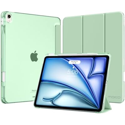 MoKo Cover per iPad Air 13 Pollici Case (M4/M3/M2) con Portapenna Cover per iPad Air 13 2026/2025/2024, Trifold Sottile Leggera Custodia con Retro in PC Rigido Traslucido, Verde Matcha MoKo Cover per iPad Air 13 Pollici Case (M4/M3/M2) con Portapenna Cover per iPad Air 13 2026/2025/2024, Trifold Sottile Leggera Custodia con Retro in PC Rigido Traslucido, Verde Matcha