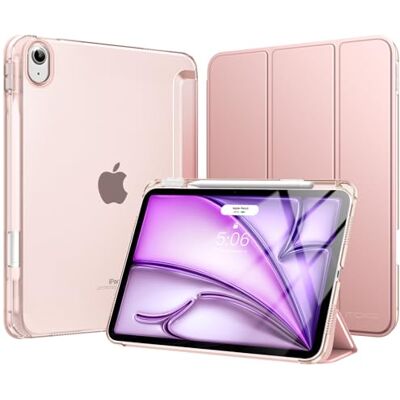 MoKo Cover per iPad Air 11 Pollici (M4/M3/M2) 2026/2025/2024 con Portapenna Cover per iPad Air 5a/4a Gen 10,9" 2022/2020,Custodia iPad Air Trifold Sottile Leggera con Retro PC Rigido Traslucido,OroRosa MoKo Cover per iPad Air 11 Pollici (M4/M3/M2) 2026/2025/2024 con Portapenna Cover per iPad Air 5a/4a Gen 10,9" 2022/2020,Custodia iPad Air Trifold Sottile Leggera con Retro PC Rigido Traslucido,OroRosa
