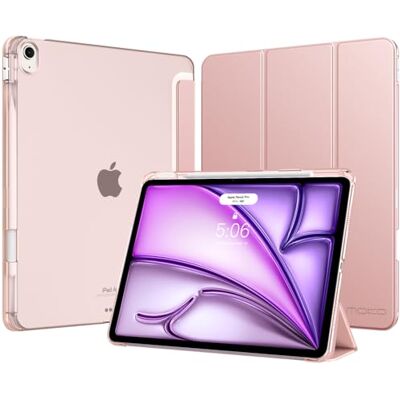 MoKo Cover per iPad Air 13 Pollici Case (M4/M3/M2) con Portapenna Cover per iPad Air 13 2026/2025/2024, Trifold Sottile Leggera Custodia con Retro in PC Rigido Traslucido, Oro Rosa MoKo Cover per iPad Air 13 Pollici Case (M4/M3/M2) con Portapenna Cover per iPad Air 13 2026/2025/2024, Trifold Sottile Leggera Custodia con Retro in PC Rigido Traslucido, Oro Rosa