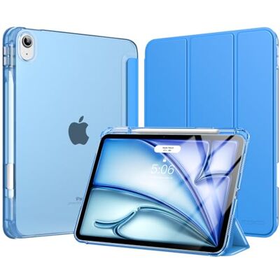 MoKo Cover per iPad Air 11 Pollici (M4/M3/M2) 2026/2025/2024 con Portapenna Cover per iPad Air 5a/4a Gen 10,9" 2022/2020,Custodia iPad Air Trifold Sottile Leggera con Retro PC Rigido Traslucido,OndaBlu MoKo Cover per iPad Air 11 Pollici (M4/M3/M2) 2026/2025/2024 con Portapenna Cover per iPad Air 5a/4a Gen 10,9" 2022/2020,Custodia iPad Air Trifold Sottile Leggera con Retro PC Rigido Traslucido,OndaBlu