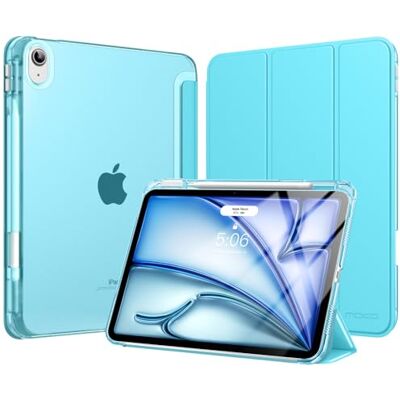 MoKo Cover per iPad Air 11 Pollici (M4/M3/M2) 2026/2025/2024 con Portapenna Cover per iPad Air 5a/4a Gen 10,9" 2022/2020,Custodia iPad Air Trifold Sottile Leggera con Retro PC Rigido Traslucido,Azzurro MoKo Cover per iPad Air 11 Pollici (M4/M3/M2) 2026/2025/2024 con Portapenna Cover per iPad Air 5a/4a Gen 10,9" 2022/2020,Custodia iPad Air Trifold Sottile Leggera con Retro PC Rigido Traslucido,Azzurro