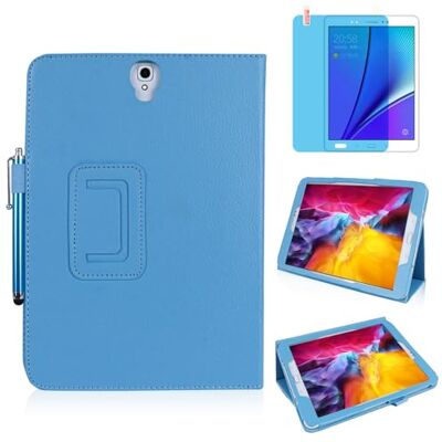 MEIYOUQI Custodia per Samsung Galaxy Tab S3 9.7 Inch 2017 (SM-T820 T825 T827),Sottile Pelle Multi-angli Stand Protezione totale Tablet Cover Caso Con Penna Stilo, Pellicola Per Schermo (Sky Blue) MEIYOUQI Custodia per Samsung Galaxy Tab S3 9.7 Inch 2017 (SM-T820 T825 T827),Sottile Pelle Multi-angli Stand Protezione totale Tablet Cover Caso Con Penna Stilo, Pellicola Per Schermo (Sky Blue)