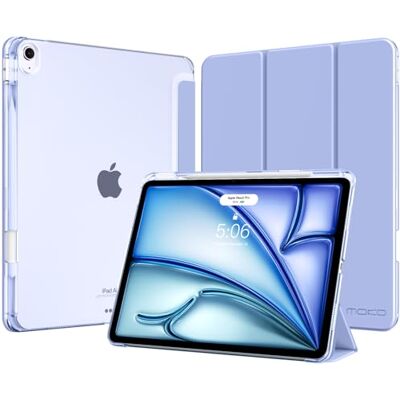 MoKo Cover per iPad Air 13 Pollici Case (M4/M3/M2) con Portapenna Cover per iPad Air 13 2026/2025/2024, Trifold Sottile Leggera Custodia con Retro in PC Rigido Traslucido, Lavanda MoKo Cover per iPad Air 13 Pollici Case (M4/M3/M2) con Portapenna Cover per iPad Air 13 2026/2025/2024, Trifold Sottile Leggera Custodia con Retro in PC Rigido Traslucido, Lavanda