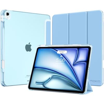 MoKo Cover per iPad Air 13 Pollici Case (M4/M3/M2) con Portapenna Cover per iPad Air 13 2026/2025/2024, Sottile Leggera Custodia con Retro in PC Rigido Traslucido, Azzurro Cielo Soleggiato MoKo Cover per iPad Air 13 Pollici Case (M4/M3/M2) con Portapenna Cover per iPad Air 13 2026/2025/2024, Sottile Leggera Custodia con Retro in PC Rigido Traslucido, Azzurro Cielo Soleggiato