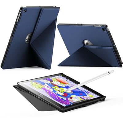 INFILAND Custodia per iPad 6a/5a generazione (2018/2017), iPad Air 2/1 (9,7 pollici), custodia protettiva sottile con magnetico, con portapenne, accensione e spegnimento (Blu Marino) INFILAND Custodia per iPad 6a/5a generazione (2018/2017), iPad Air 2/1 (9,7 pollici), custodia protettiva sottile con magnetico, con portapenne, accensione e spegnimento (Blu Marino)