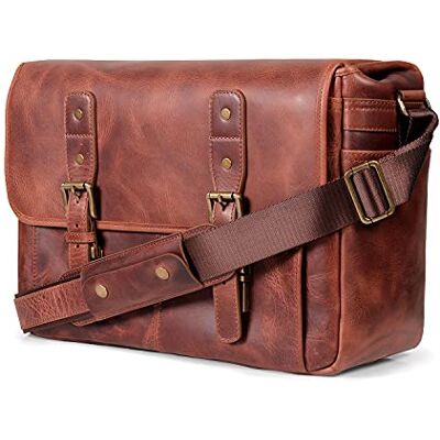 MegaGear Borsa Messenger in Pelle Italiana per Fotocamera, Laptop 13", Tablet 10", Divisori Regolabili MegaGear Borsa Messenger in Pelle Italiana per Fotocamera, Laptop 13", Tablet 10", Divisori Regolabili