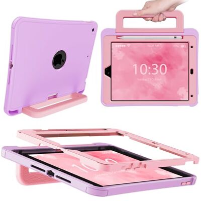 INFILAND Custodia per iPad 10,2" 9ª/8ª/7ª Gen (2021/2020/2019), Cover Robusta in Silicone Antiurto con Supporto, Maniglia e Porta Penna (Lavender-Pink) INFILAND Custodia per iPad 10,2" 9ª/8ª/7ª Gen (2021/2020/2019), Cover Robusta in Silicone Antiurto con Supporto, Maniglia e Porta Penna (Lavender-Pink)