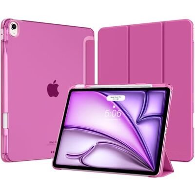 MoKo Cover per iPad Air 13 Pollici Case (M4/M3/M2) con Portapenna Cover per iPad Air 13 2026/2025/2024, Trifold Sottile Leggera Custodia con Retro in PC Rigido Traslucido, Lampone MoKo Cover per iPad Air 13 Pollici Case (M4/M3/M2) con Portapenna Cover per iPad Air 13 2026/2025/2024, Trifold Sottile Leggera Custodia con Retro in PC Rigido Traslucido, Lampone